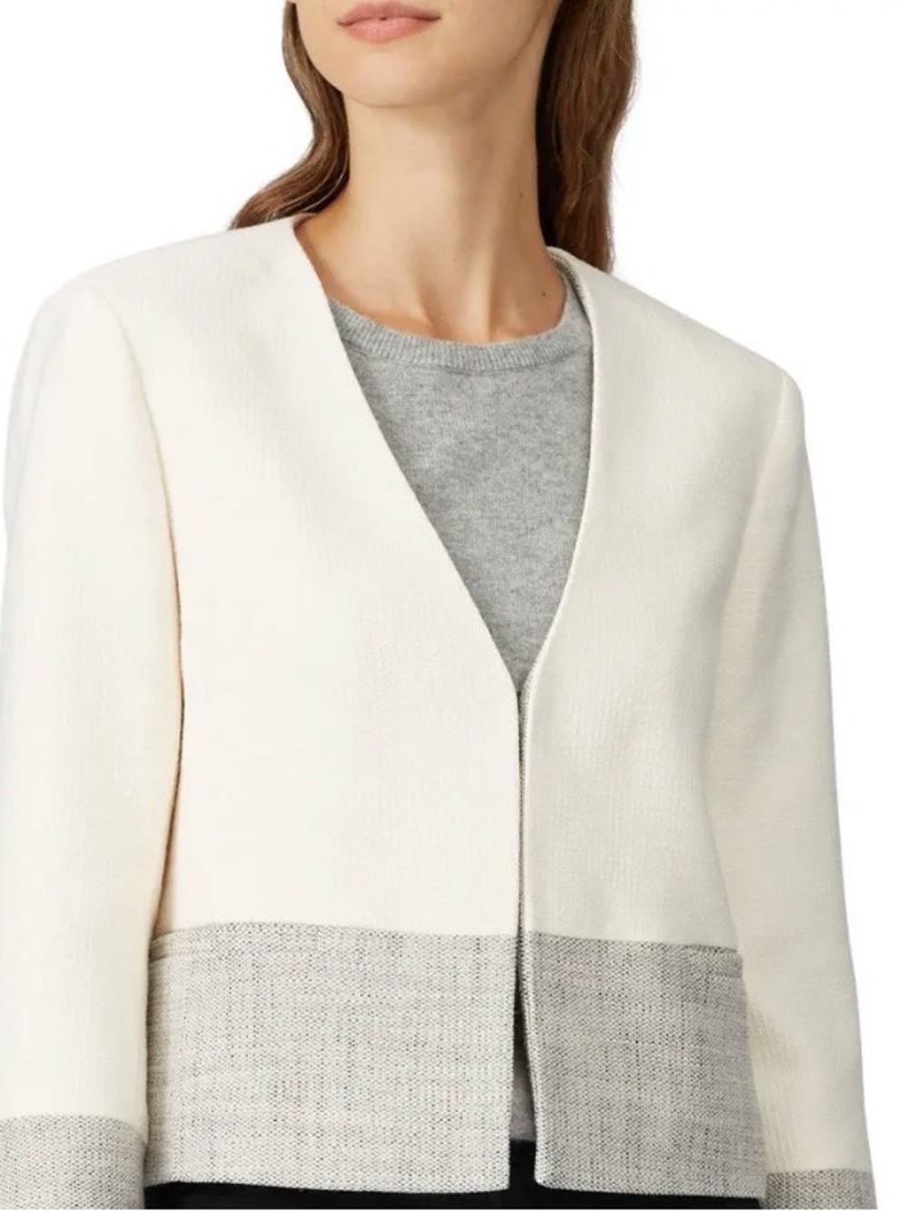 Club Monaco Woven Jacket Blazer Cropped Sleeves EUC Sz 0